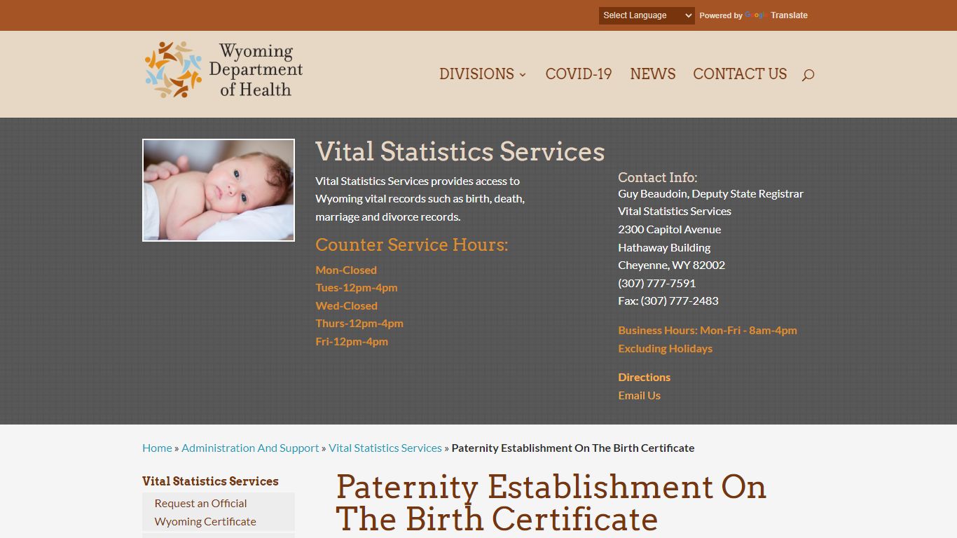 Paternity Establishment On The Birth Certificate - Wyoming Department ...