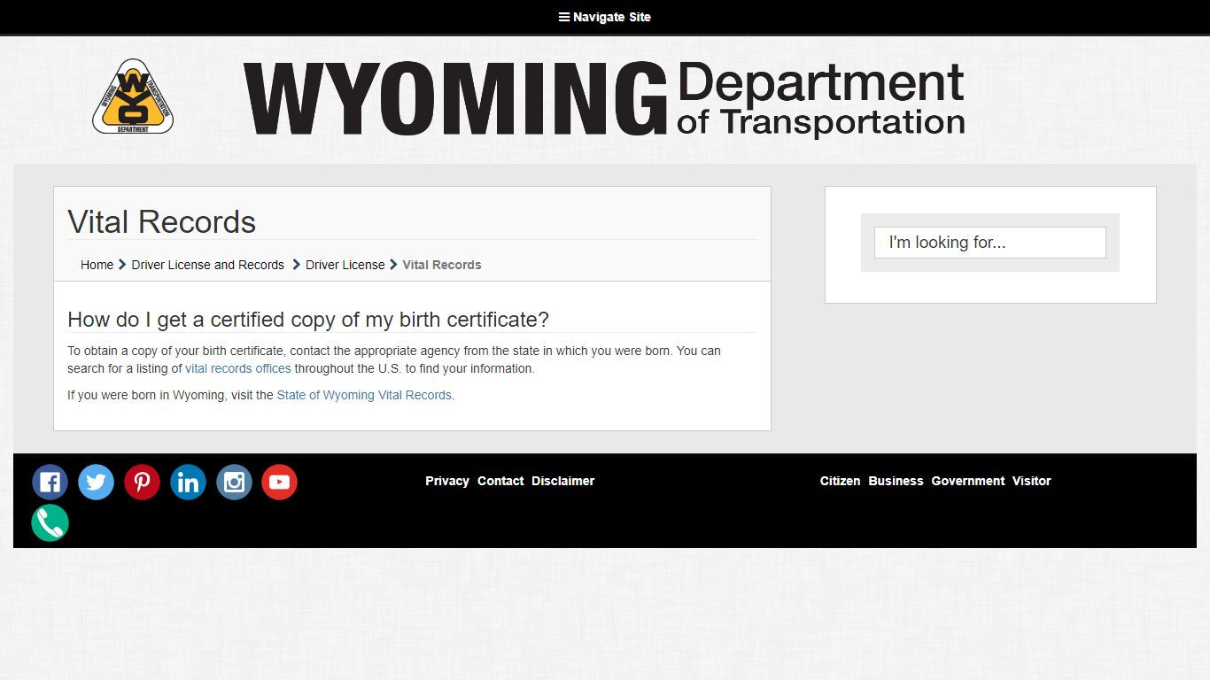 Vital Records - dot.state.wy.us